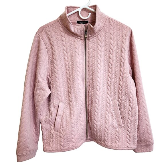 Robert Louis Zipped Stand Up Collar Dusty Rose Pink Cable Pattern Jacket… - Picture 1 of 16